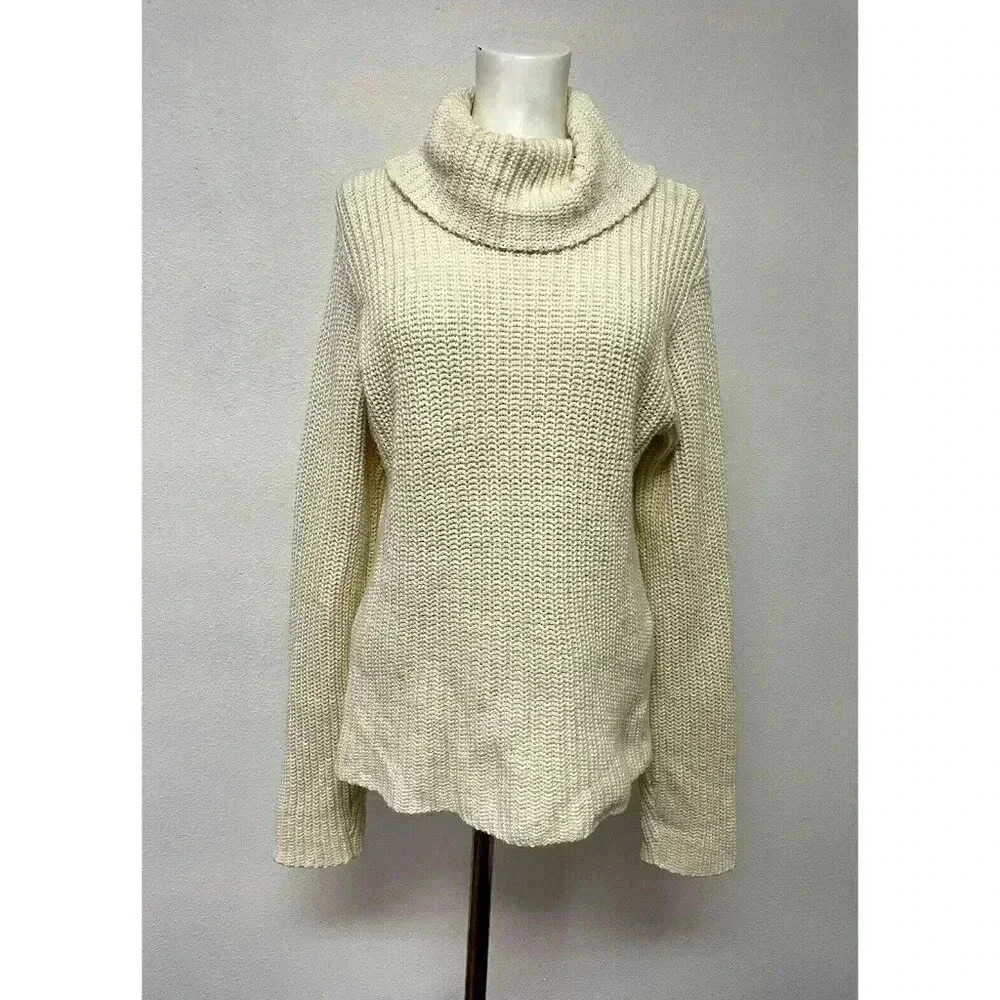 Tribeca Studio Cream Knit Long Sleeve Sweater Sz M‎ Made in USA
